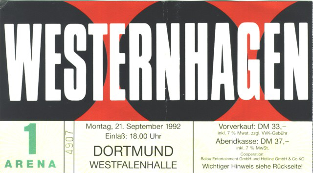 21.09.1992 – Marius Müller-Westernhagen @Dortmund/Westfalenhalle