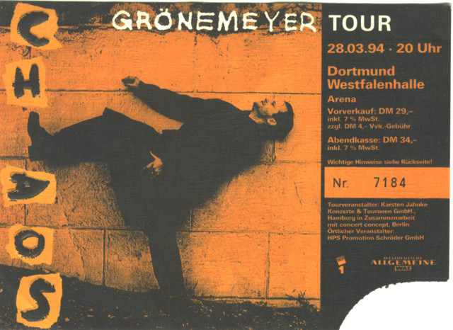 28.03.1994 – Herbert Grönemeyer – Chaos @Dortmund/Westfalenhalle