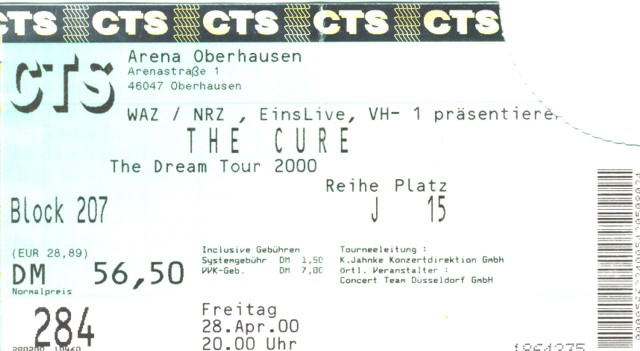 28.04.2000 – The Cure – The Dream @Oberhausen/Arena