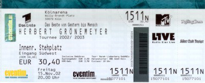 15.11.2002 - Herbert Grönemeyer - Mensch @Köln/Lanxess-Arena