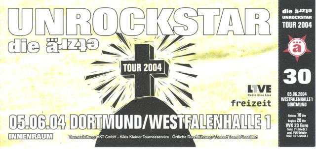 05.06.2004 - die ärzte - Dortmund/Westfalenhalle - Unrockstar Tour