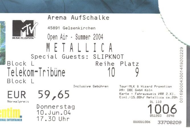 10.06.2004 - Metallica - Gelsenkirchen/Arena auf Schalke - Madly In Anger With the World Tour