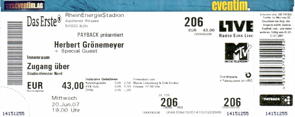20.06.2007 – Herbert Grönemeyer – 12 Open Air @Köln/RheinEnergieStadion