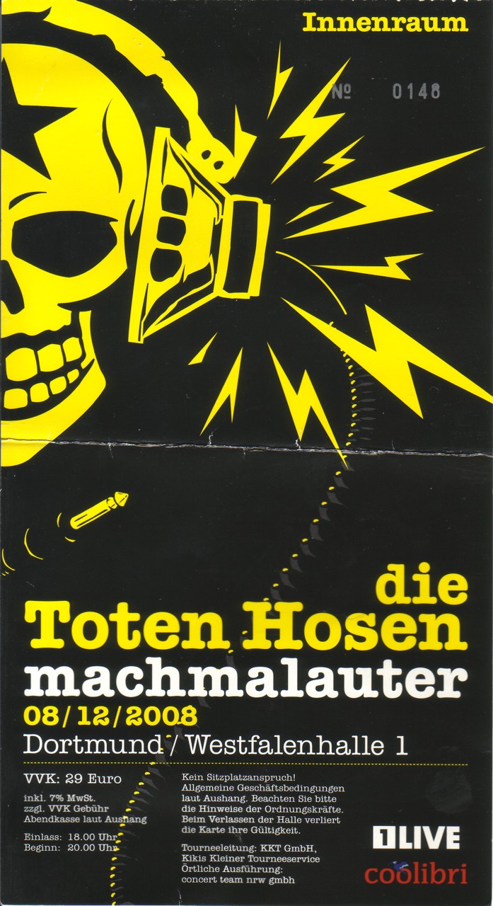 08.12.2008 – Die Toten Hosen – Machmallauter @Dortmund/Westfalenhalle