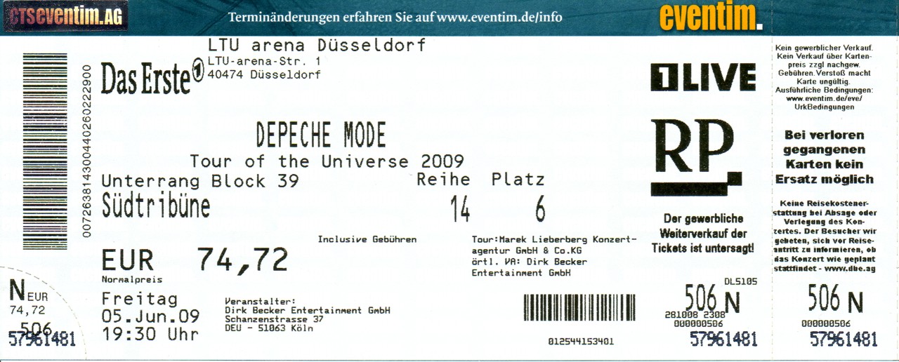 27.02.2010 – Depeche Mode – Tour of the Universe @Düsseldorf/LTU-Arena