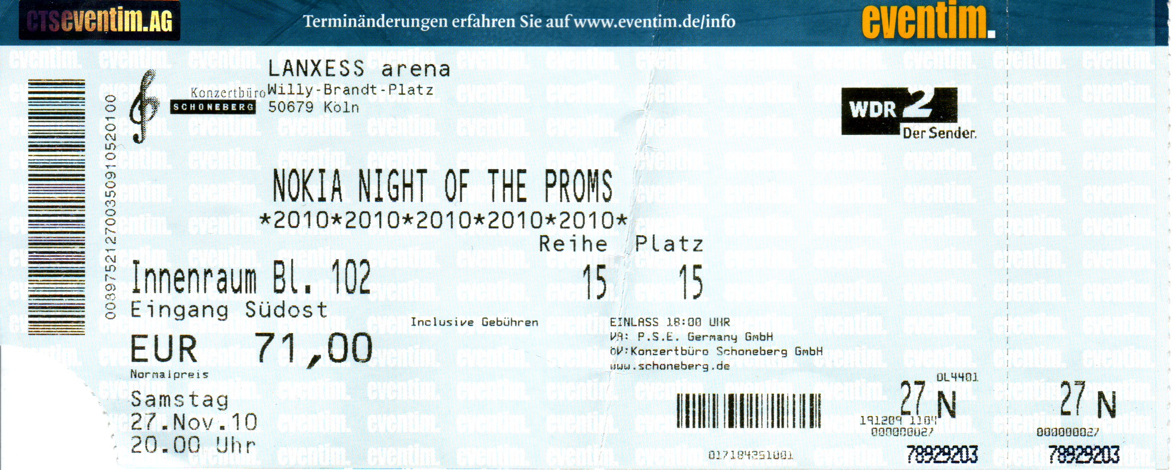 27.11.2010 – NOKIA Night of the Proms @Köln/Lanxess-Arena