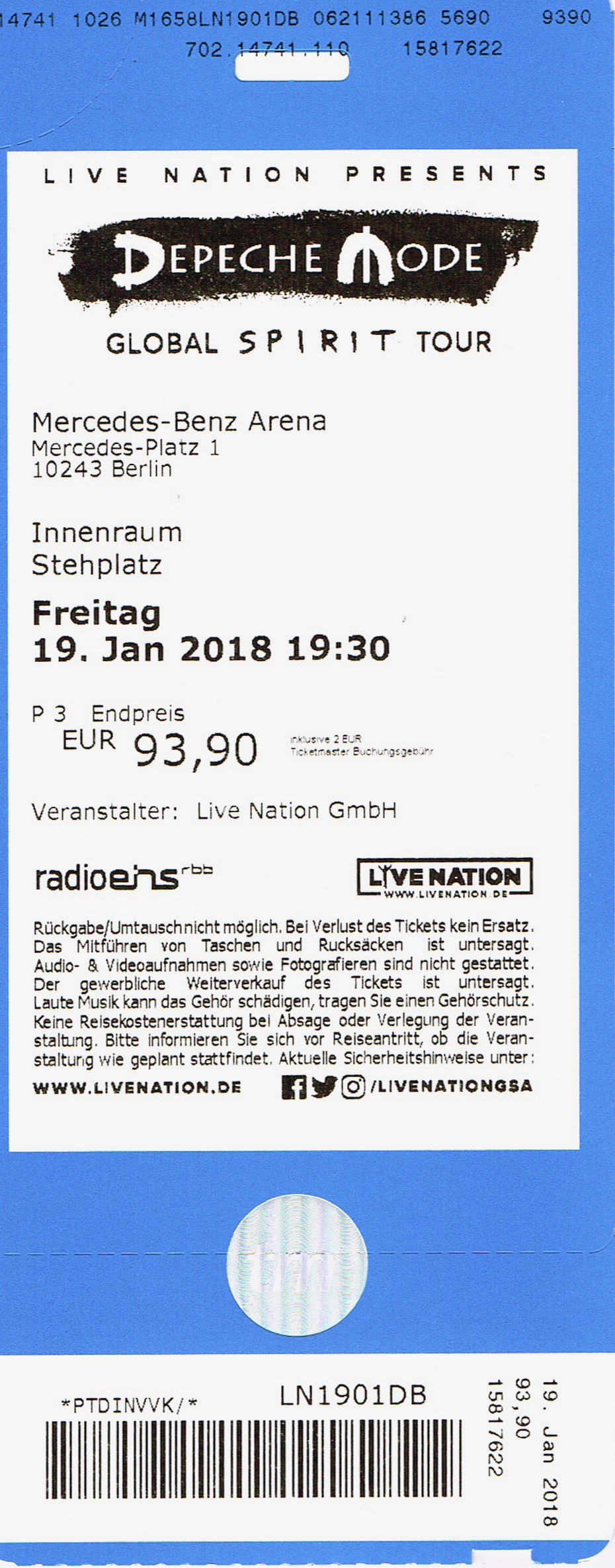 19.01.2018 – Depeche Mode – Global Spirit @Berlin/Mercedes-Benz Arena