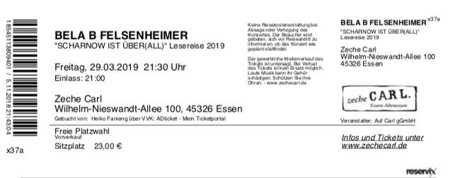 29.03.2019 – BELA B FELSENHEIMER SCHARNOW IST ÜBER(ALL) @Essen/Zeche Carl