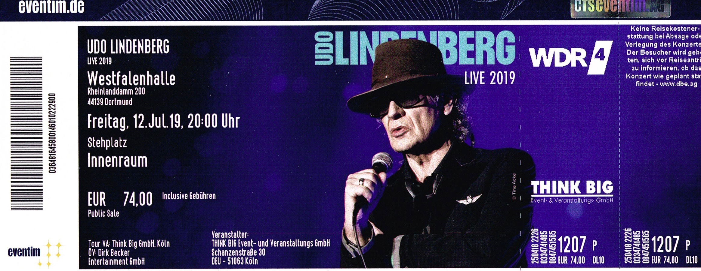 12.07.2019 - Udo Lindenberg - Live 2019 @Dortmund/Westfalenhalle