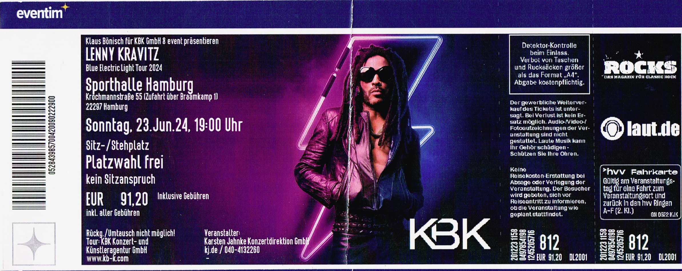 23.06.2024 – Lenny Kravitz – BlueElectricLight @Hamburg/Sporthalle